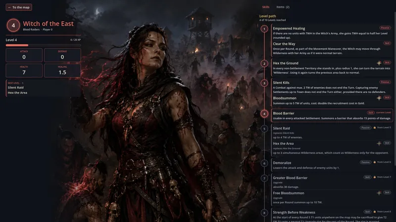 Heldenbogen der Witch of the East, Bluträuber, auf Stufe 4 mit ihrem Fähigkeitenpfad